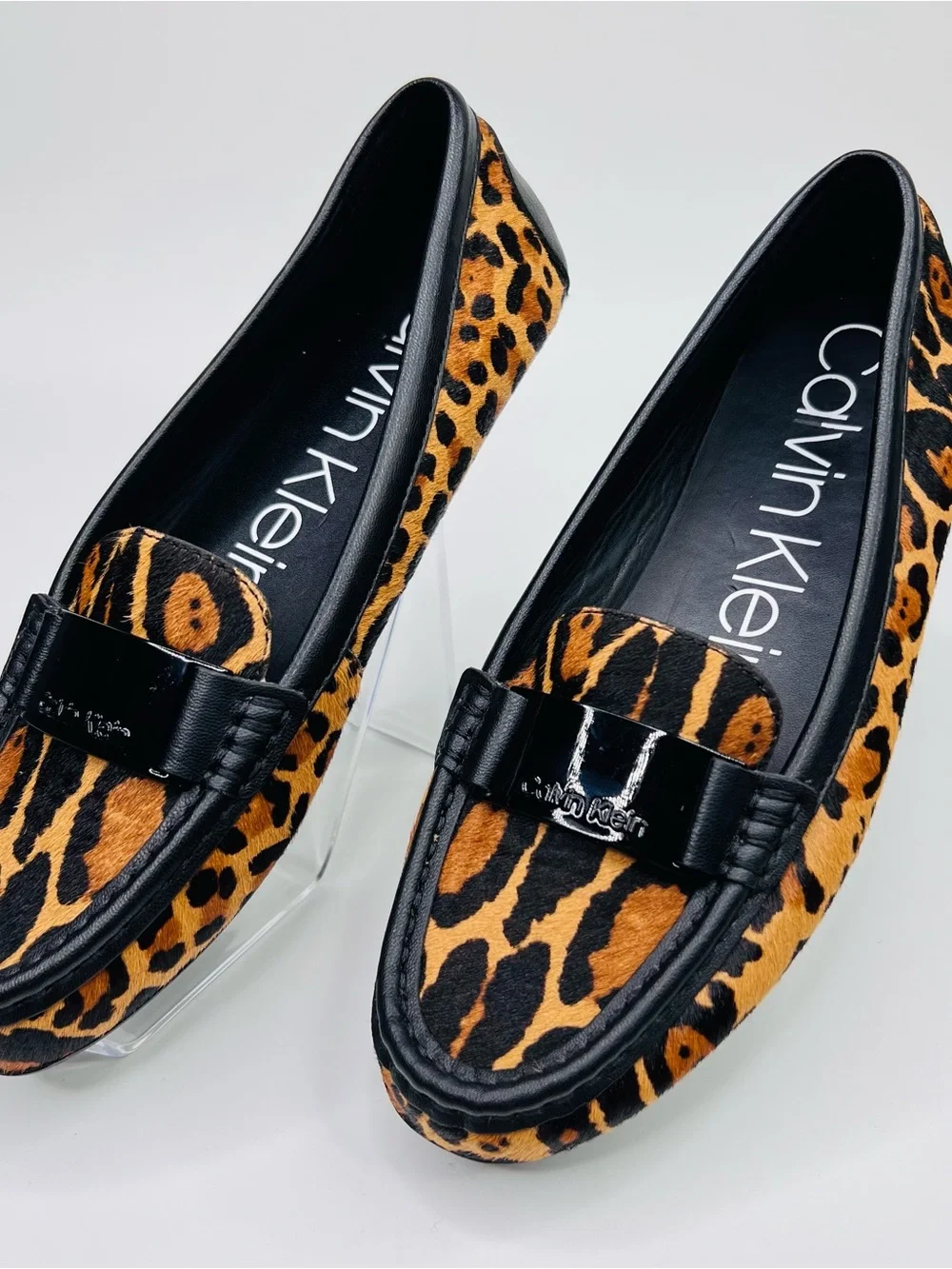 Calvin Klein Lisette Leopard Print Calf Hair Slip On Loafer Womens Size 8